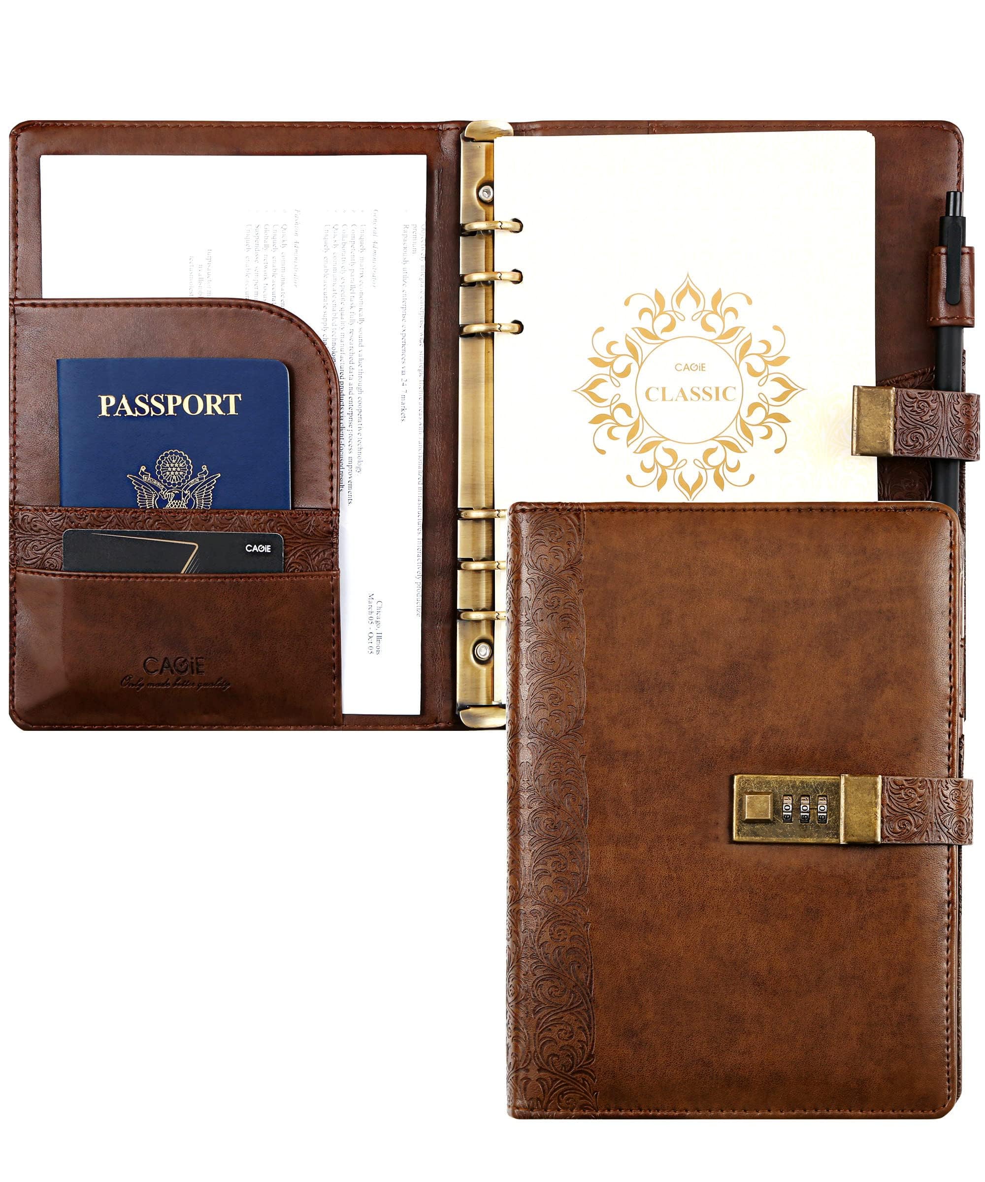 CAGIE Diary for Adults with Lock Notebook Binder
