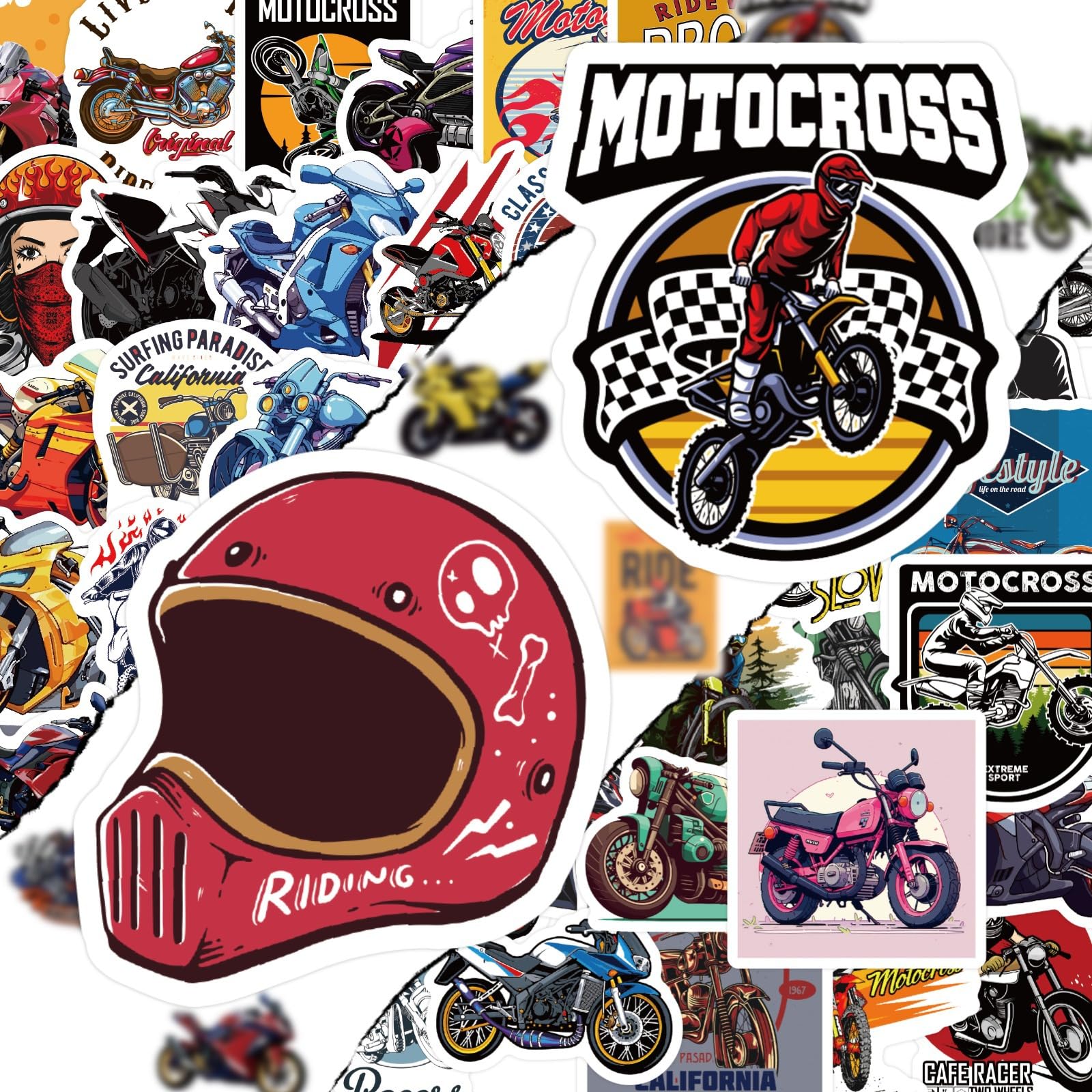 50Pcs Motocross Stickers for Water Bottles Vinyl Dirt Motobike Waterproof Motorcycle Stickers Decals for Laptop Scrapbooking Journaling Dirt Bike Stickers Stickers for Teens