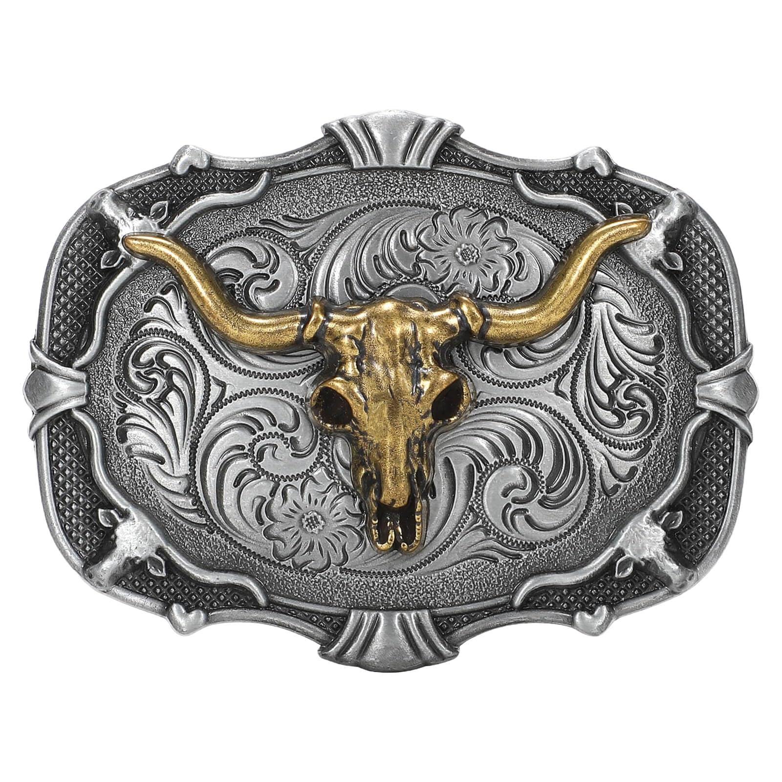 HLYMPONY Western Belt Buckle for Men Vintage Cowboy Rodeo Texas Longhorn bull Belt Buckles