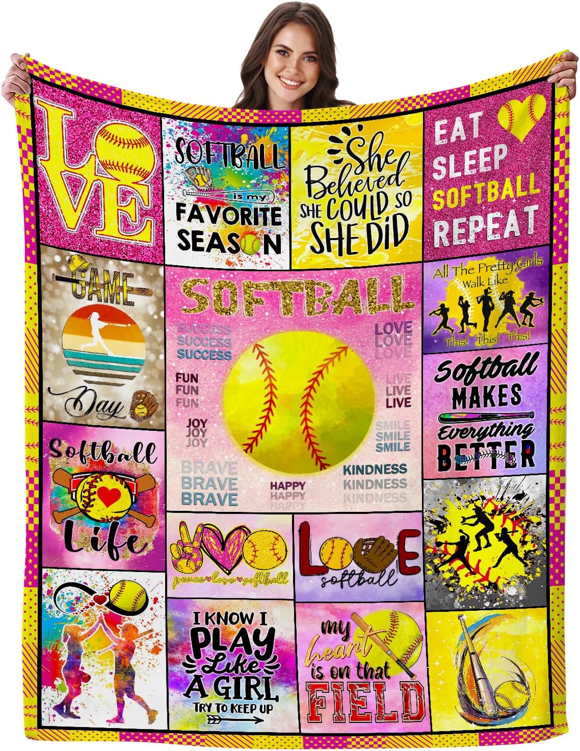 Softball Blanket 50''x60'' Softball Gift Blanket Super Soft