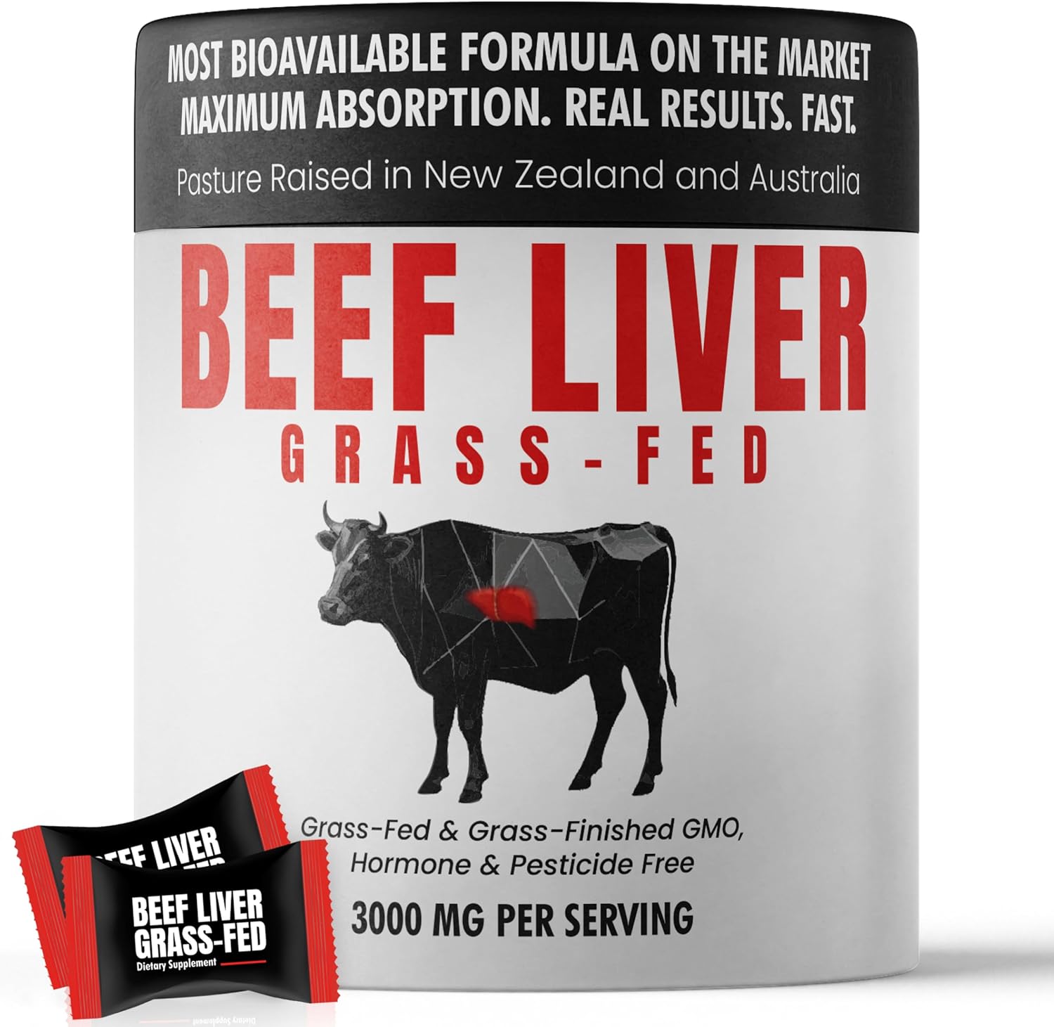 Beef Liver Supplement Grass Fed | Beef Organs Gummies for Women | Pasture Raised in New Zealand | High in Vitamin A B12 & Heme Iron | Non-GMO | Hormone & Pesticide Free | Tastes Delicious | 60 Gummies