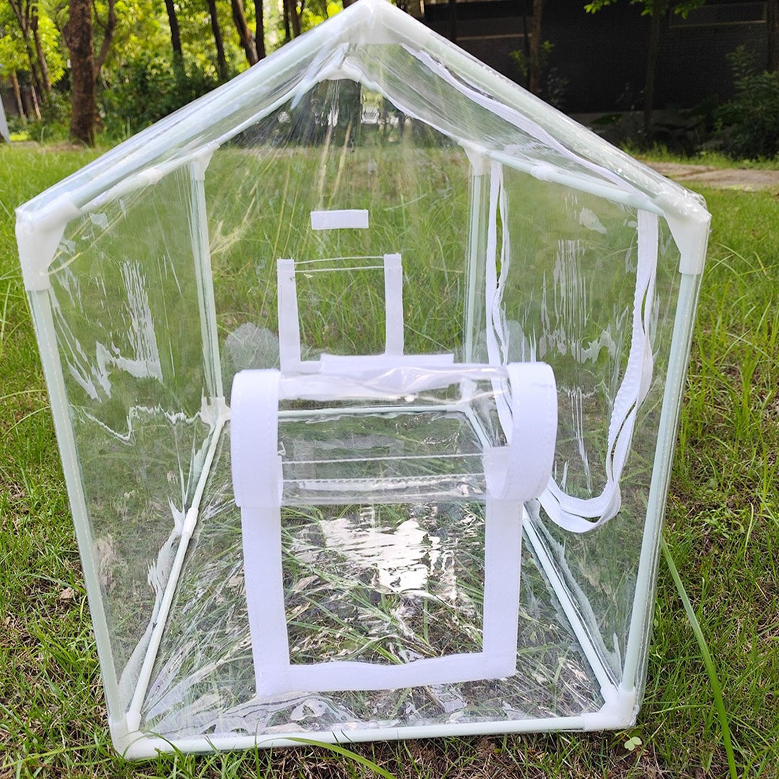 Piccola Serra Capanno di Protezione Antigelo Trasparente con Finestra | Protezione Termica Per Fiori Con Cerniera Per Il Giardinaggio Invernale, La Coltivazione Domestica, I Vasi, Il Patio E Il Gi