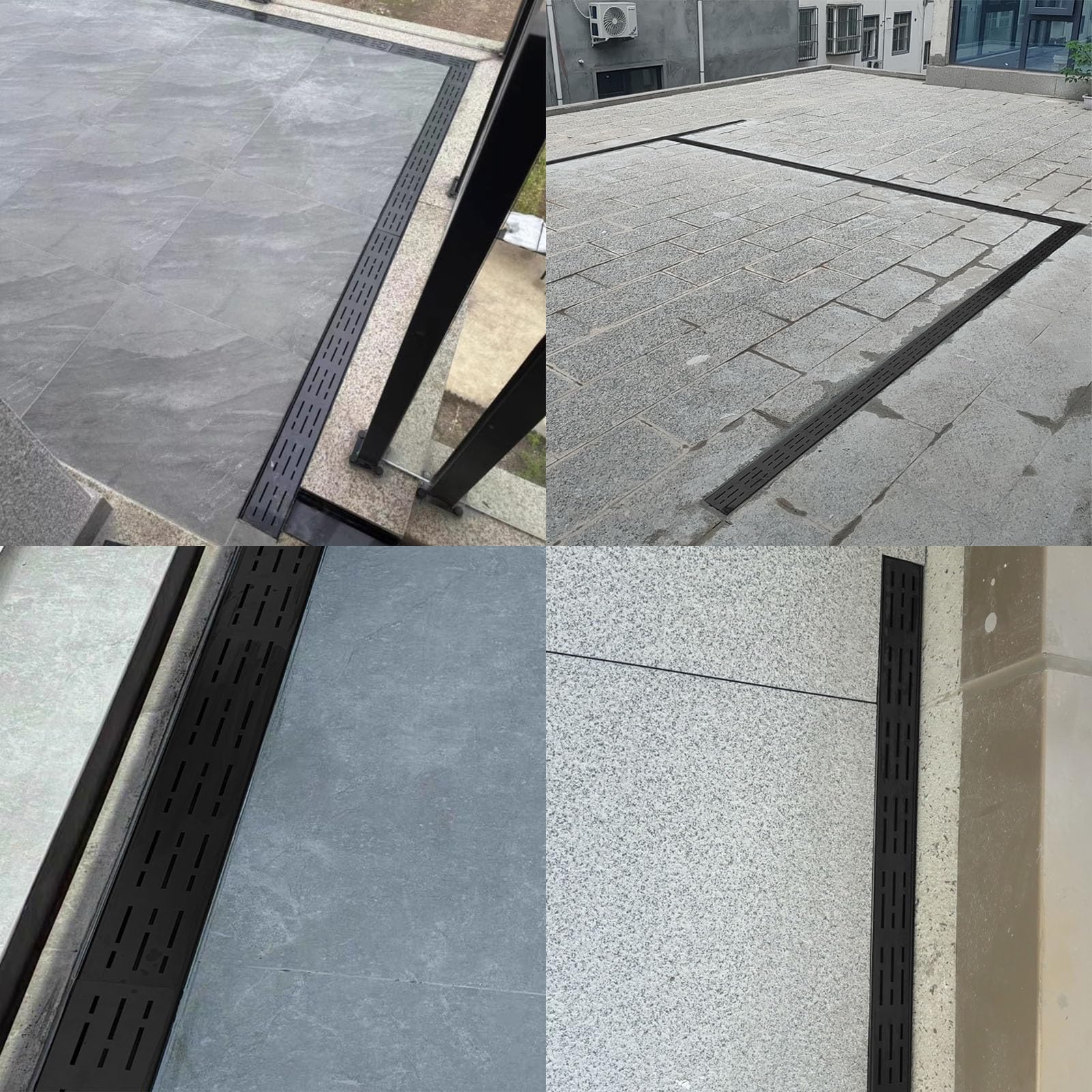 Generico Canale di drenaggio Largo 2" per Bordo Piscina - Trincea di drenaggio Stretta per Cortile, vialetto e Patio - Drenaggio in Cemento Resistente con Griglie di Scarico (1 pz, LxA 2" x 1,25")