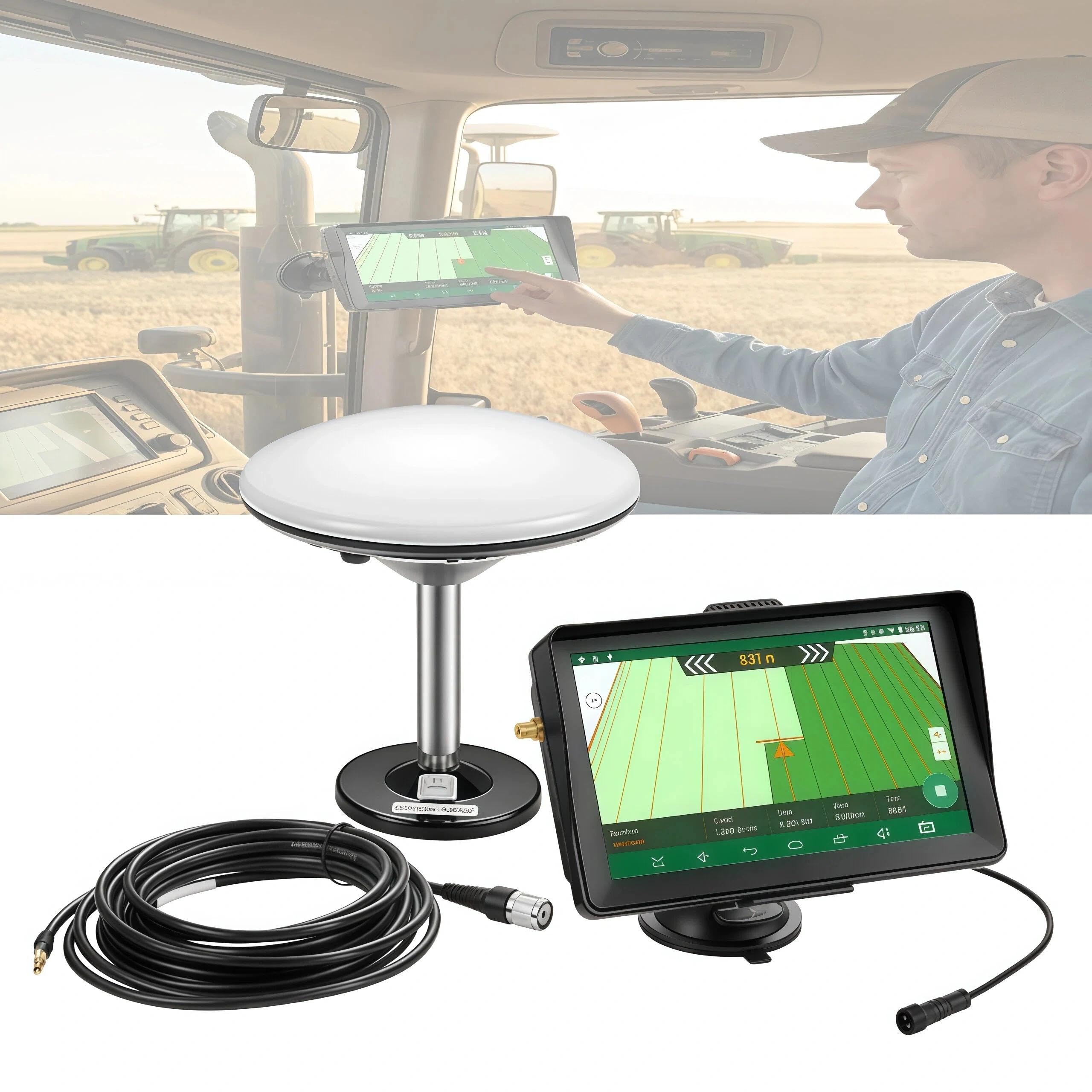 7 Zoll Traktor GPS Führungssystem Hochpräziser GNSS Navigator Ultra Hell Sonne Lesbar Touchscreen Sprühen Pflügen Aussaat