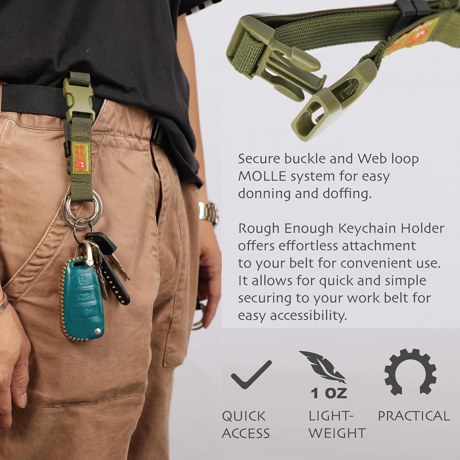 Rough Enough Tactical Keychain Clip Key Ring Holder Car Key Chain Heavy Duty Buckle Web Loop for Travel Luggage Outdoor