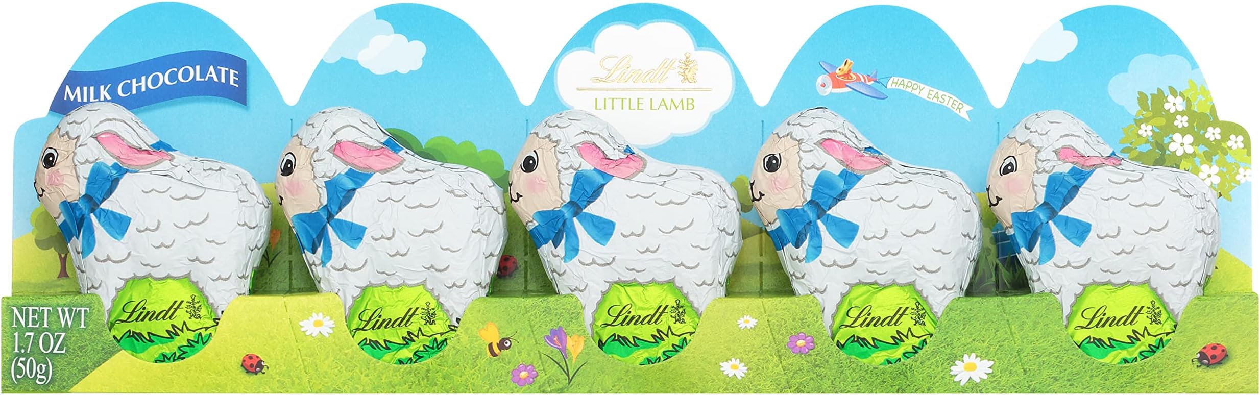Lindt Mini Lambs Milk Chocolate, Hollow Milk Chocolate Candy, 1.7 oz., 5-Pack