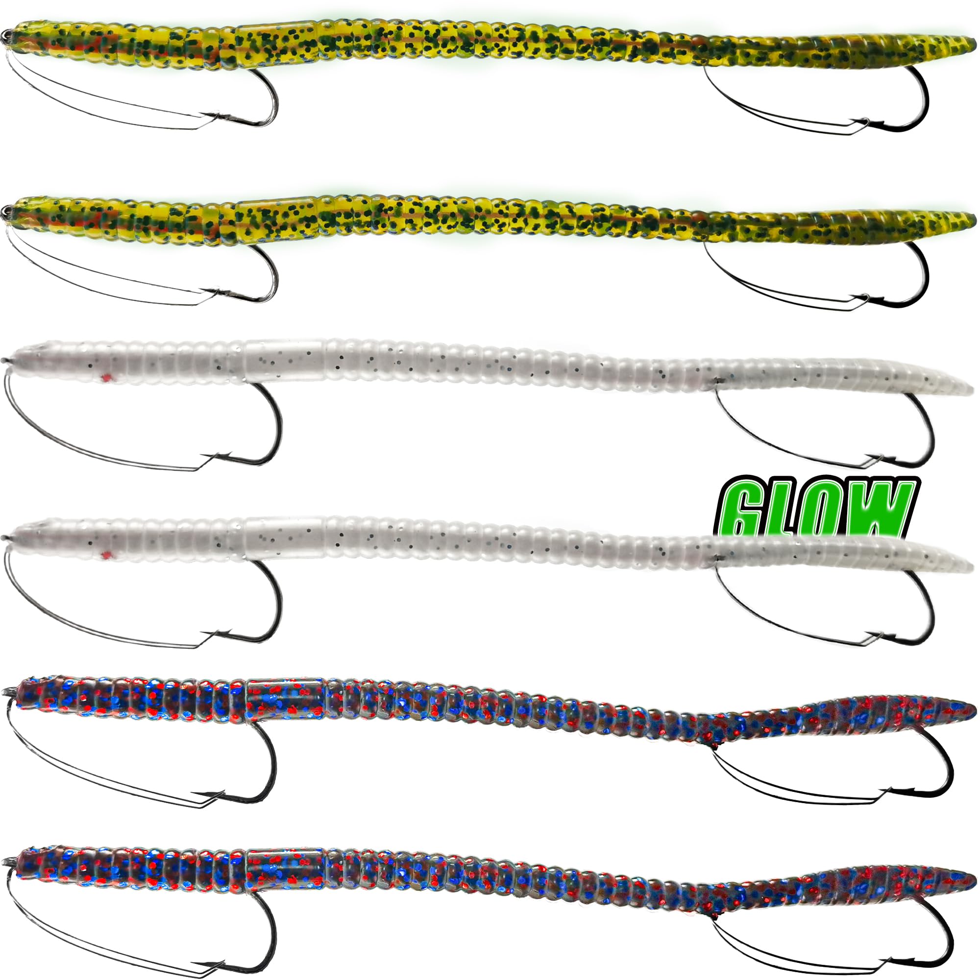 VMSIXVM Fishing Lures Bass Lures, Weedless Pre Rigged Bionic Sinking Bass Fishing Lure Soft Plastic Swimbaits for Trout, Walleye, Crappie, Fishing