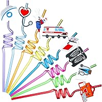 Vista 1 de Eaasty 24 pajitas de plástico reutilizables para enfermeras, para enfermeras, médicos, para matronas, farmacéuticos, para la semana de Huc