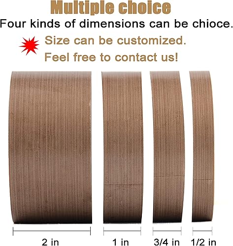 Miniatura 5 de Cinta de teflón, cinta de PTFE de tela de 12 pulgada de 30 pies para máquina selladora de impulso manual o al vacío, cinta adhesiva recubierta de