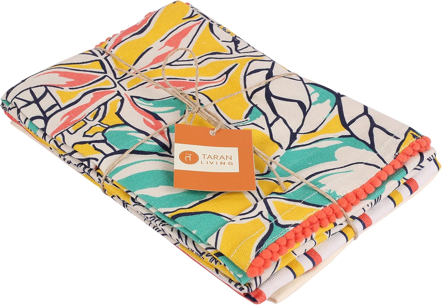 TARAN LIVING Printed Cotton Kitchen Towels – Set of 4 Soft & Absorbent Dish Towels with Hanging Loops (18x28 in) - Image 3