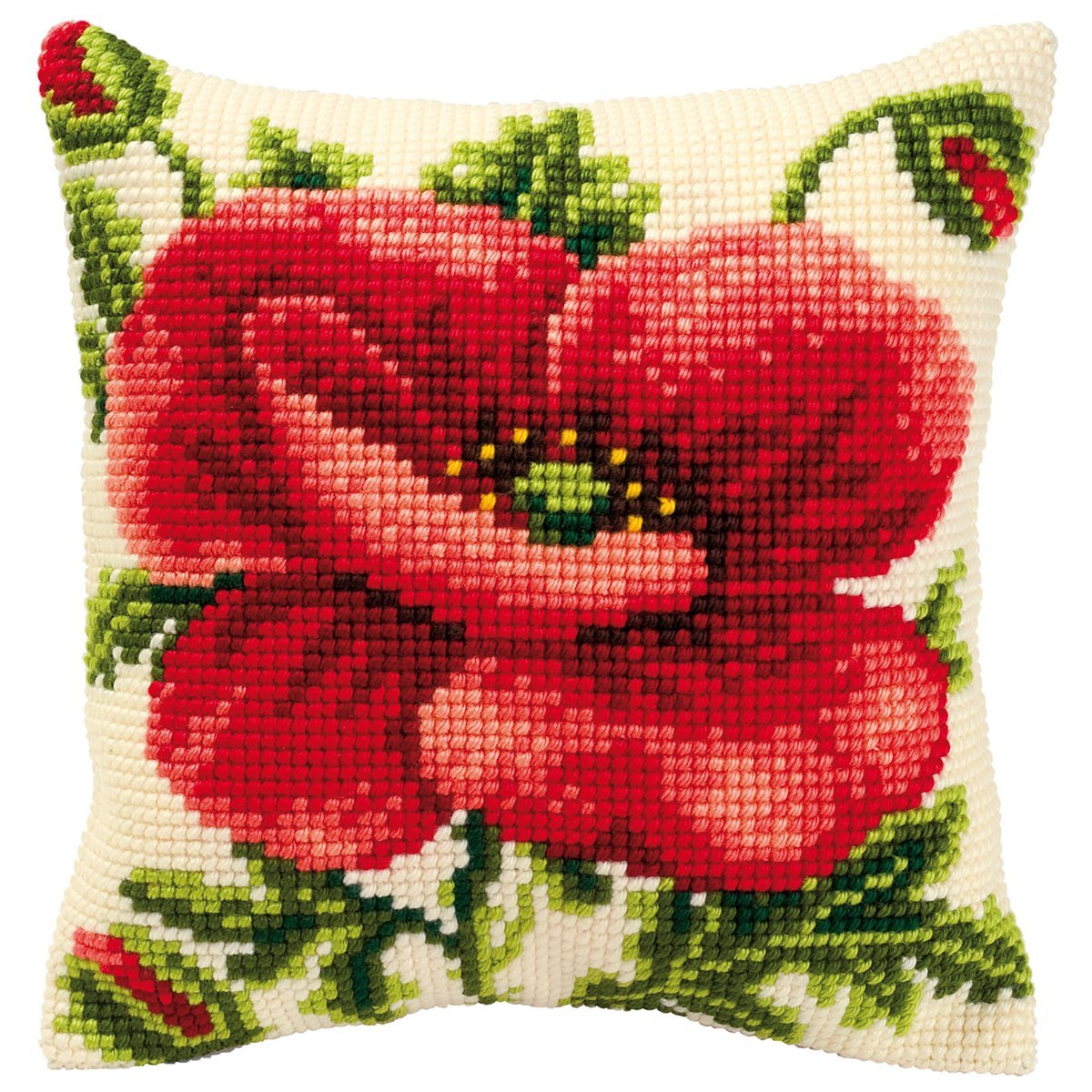 Vervaco Oriental Poppy, Chunky Cross Stitch Cushion Front Kit