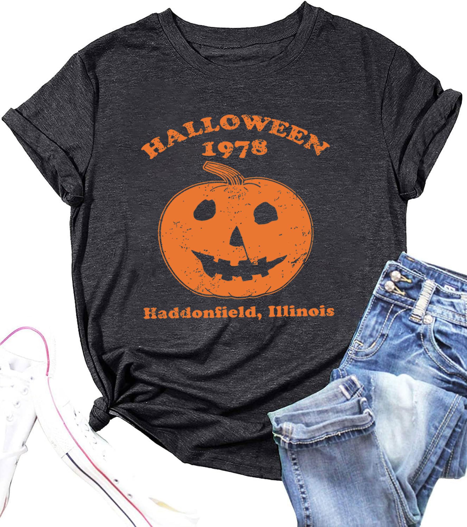 Fall T-Shirt for Women Halloween Pumpkin Shirts Thanksgiving Family Funny Graphic Tee Casual Cute Autumn Tops