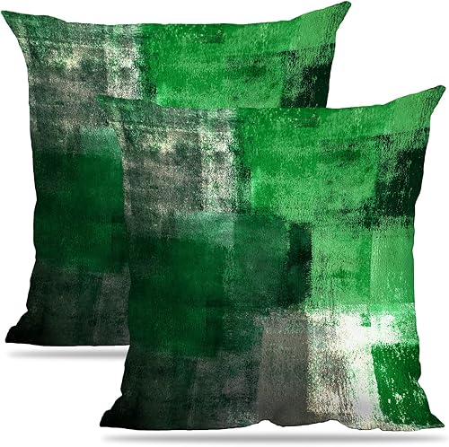 Alricc Juego de 2 fundas de cojín decorativas de arte verde contemporáneo para el hogar, para dormitorio, sofá, sala de estar, 18 x 18 pulgadas