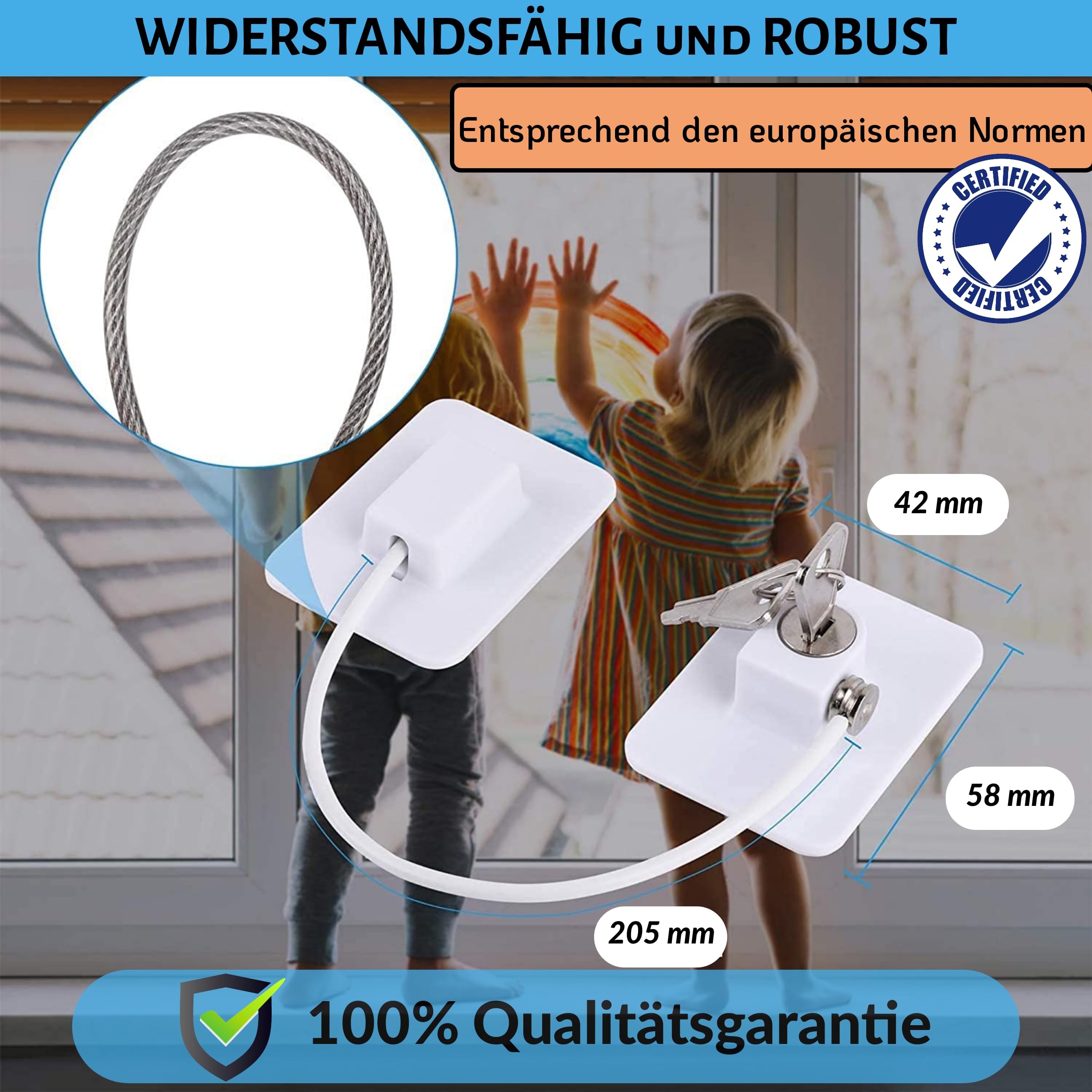 Securite Okna i szafka dla dzieci: [x6 sztuk] + bonus | Przekładnia okienna PVC bez wiercenia | Blok drzwiowy, zamek do lodówki, zamek | Oferta ochronna na palce drzwi x4| Zestaw Security Home