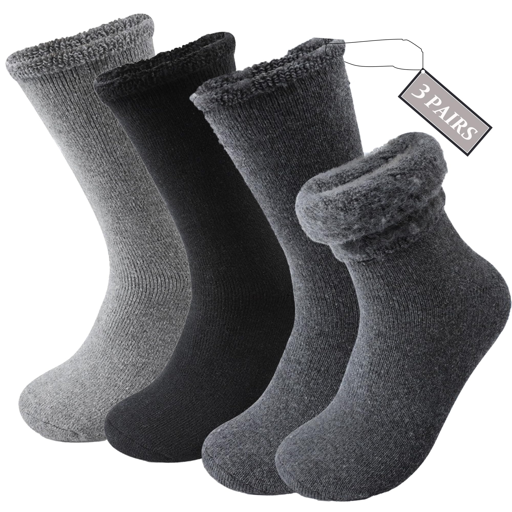 YWSLRC Mens Super Thick Wool Socks Thermal Hiking Winter Warm Soft Comfort Boot Casual Crew Socks,7-12