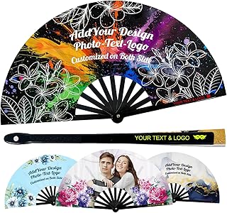13-Zoll-Faltfächer nach Maß – Personalisierter Tanzfächer mit Foto und Text – Großer Handfächer für Hochzeiten, Cosplay, Line Dance und Partys