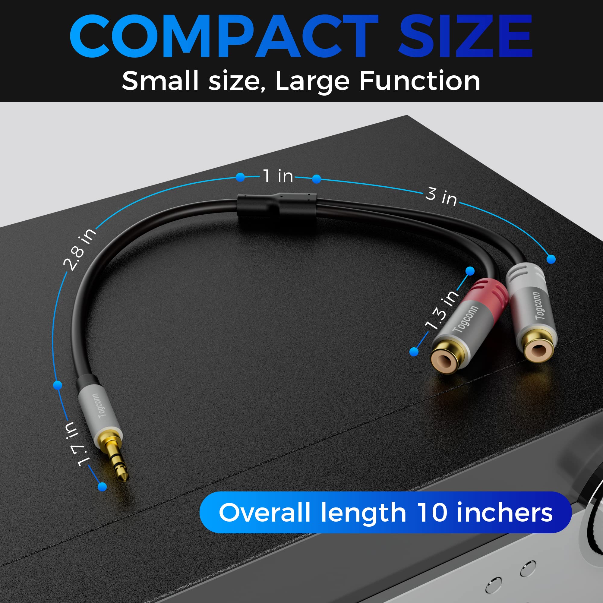 Adaptador De Audio Téreo, Cable Divisor De 2 RCA Hembra A 3,5mm