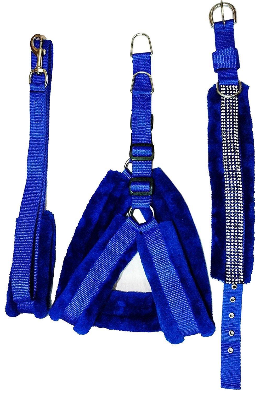 Ocean Wave Petsplanet Nylon Dog Harness Leash & Collar Set with Soft Fur - 1.25 Inch Large Blue (B06XDM7KSG) Amazon Price History, Amazon Price Tracker