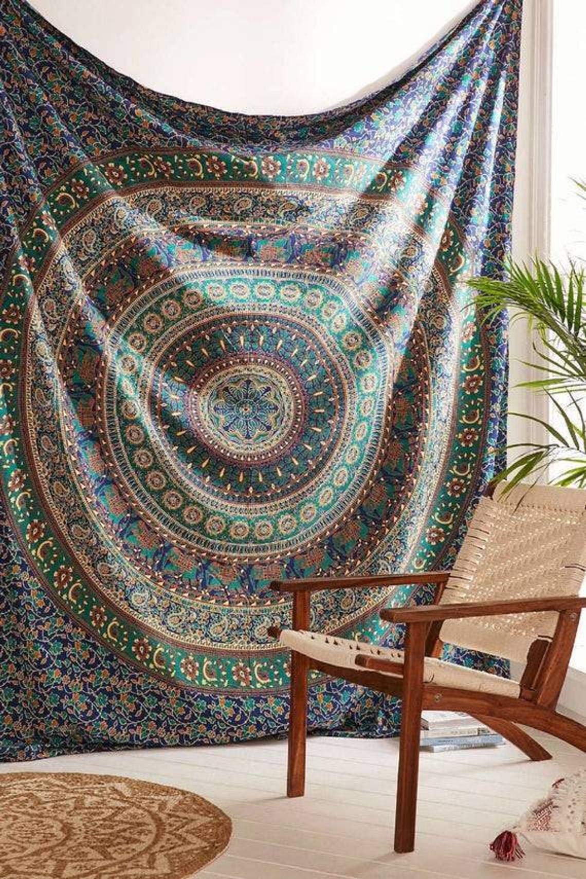 TI AMO Large Boho Indian Wall Hanging Mandala Tapestry, 100% Cotton Handcrafted Handmade Bedspread Table Cloth Dorm Decor Hippie Bohemian Elephant