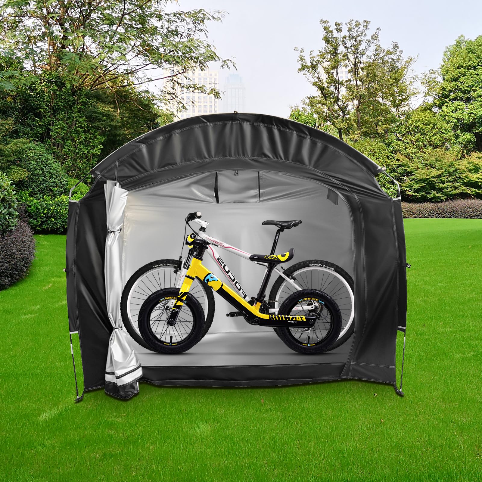 Tienda para Bicicleta Impermeable, Tienda Portátil para Acampar, Tienda Lateral para Bicicleta, Tienda de Jardín para Motos y Bicicletas, Equipo de Jardín, Negro Puro