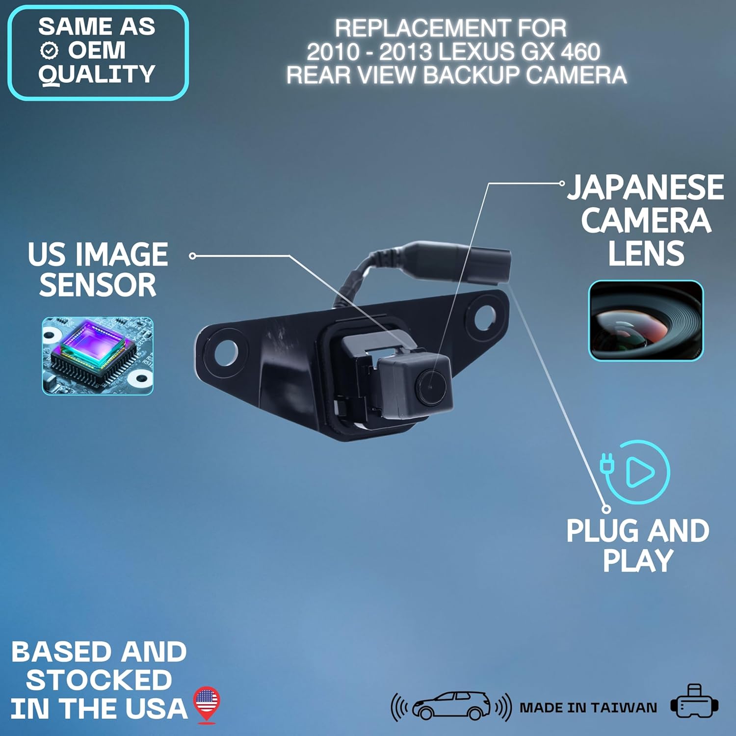 Backup Camera Replaces for 2010-2013 Lexus GX 460 OE Part # 86790-60121, 86790-60120