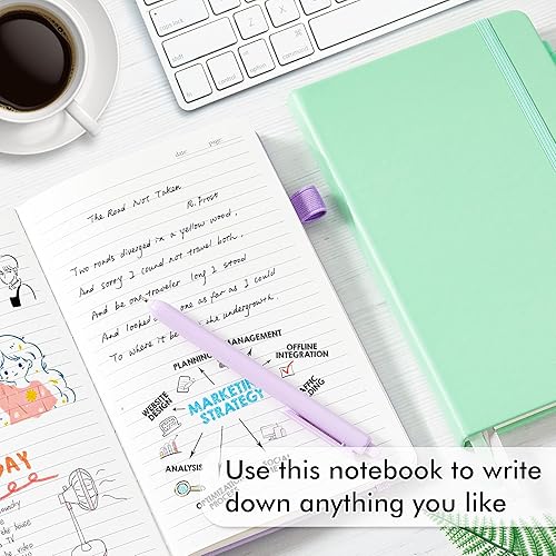 Miniatura 4 de feela Paquete de 3 cuadernos de tapa dura para mujer, juego de diario clásico rayado a rayas, suministros escolares de negocios, con 3 bolígrafos