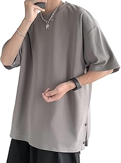 [Hiboss] tシャツ メンズ 半袖 大きいサイズ 無地 五分袖 ビッグt ゆったり 服 夏服 メンズ