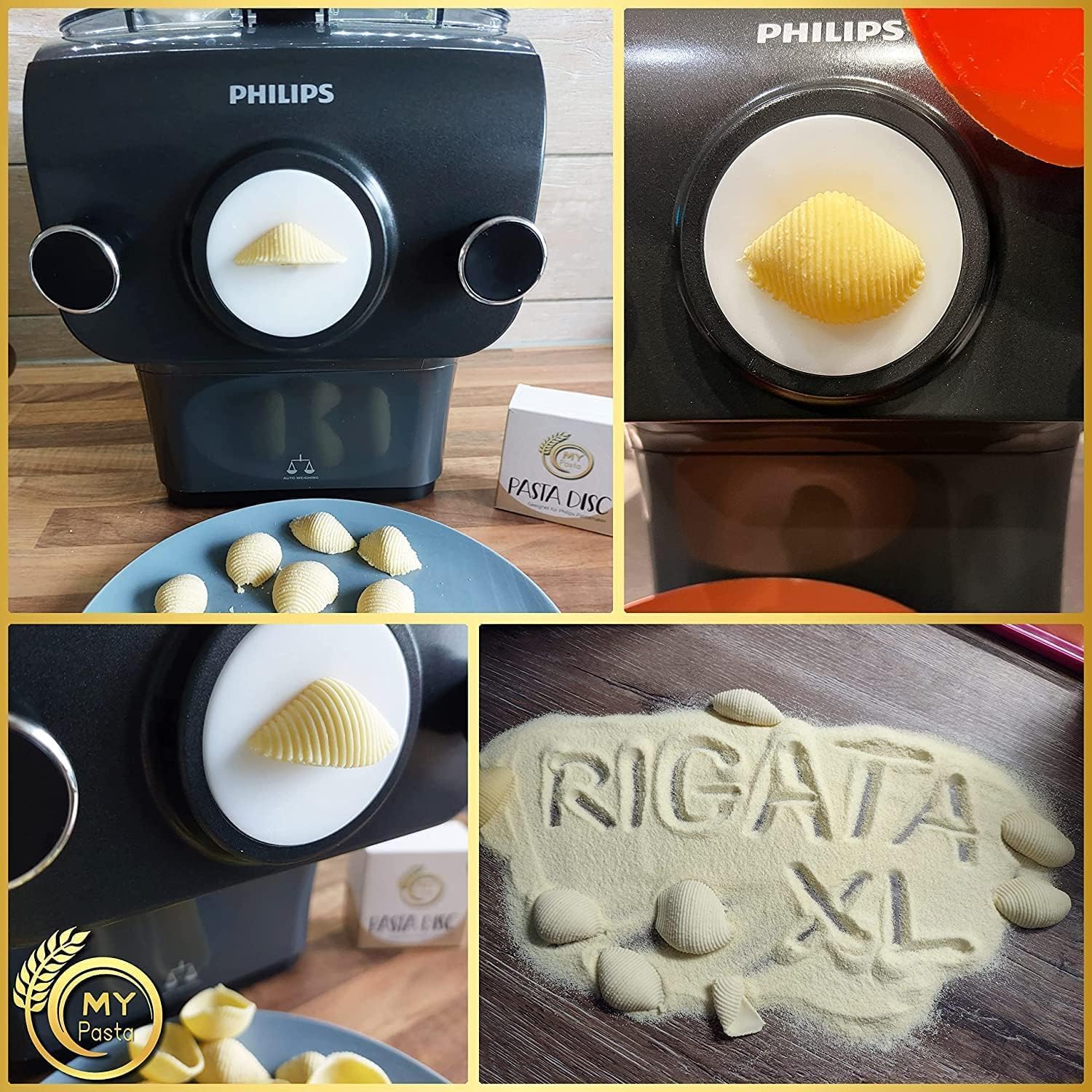 MY Pasta - Rigata XL - akcesoria do maszynki do makaronu - Pasta Disc kompatybilny z Philips Pasta Maker Avance - matryca do samodzielnego przygotowania makaronu