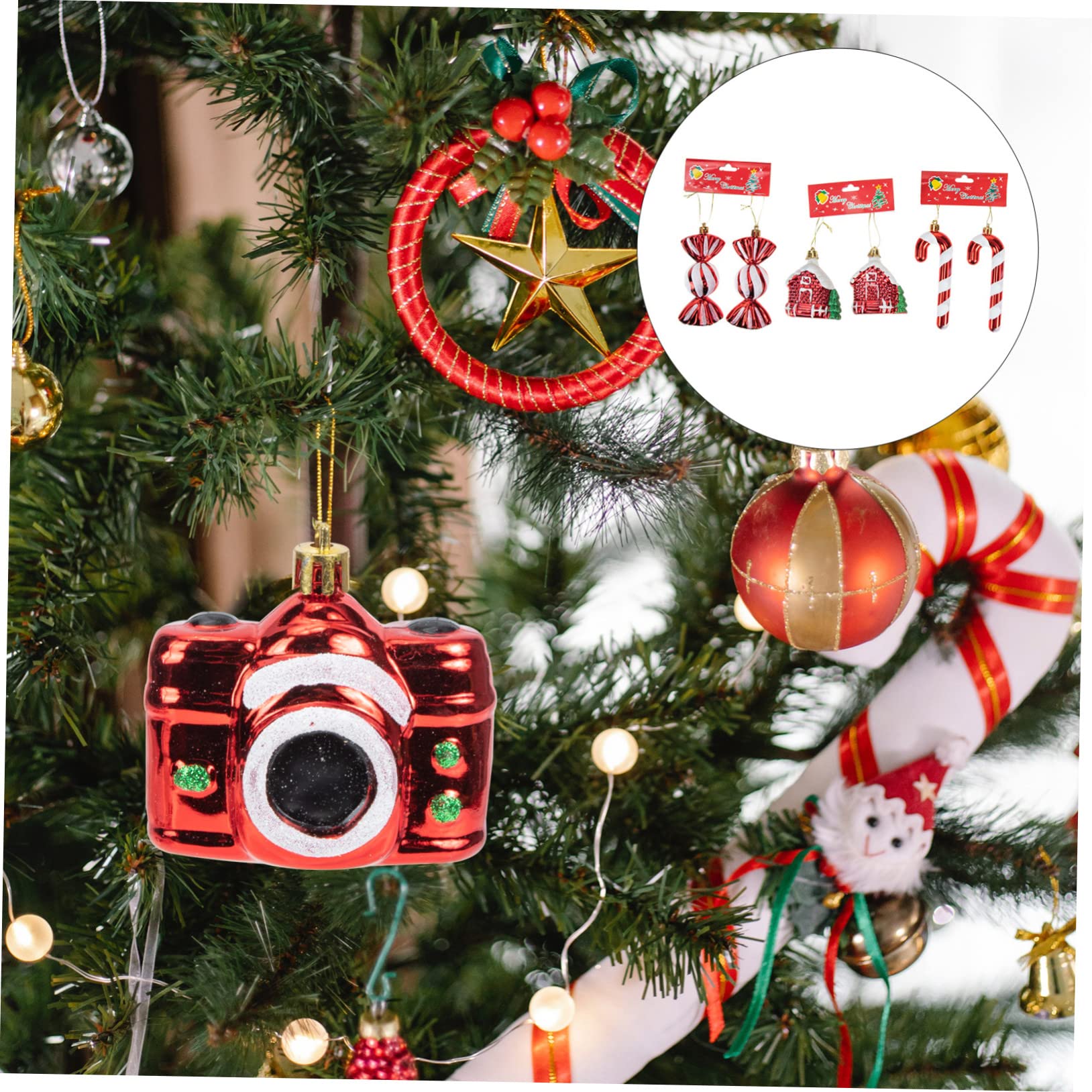 PRETYZOOM Weihnachtskugel Kamera 30 Stk Christbaumschmuck Weihnachtsroter Anhänger Weihnachtsbedarf Weihnachtsdeko Weihnachts Party Weihnachtsschmuck Zum Aufhängen Weihnachtsbaumschmuck Aus Kunststoff