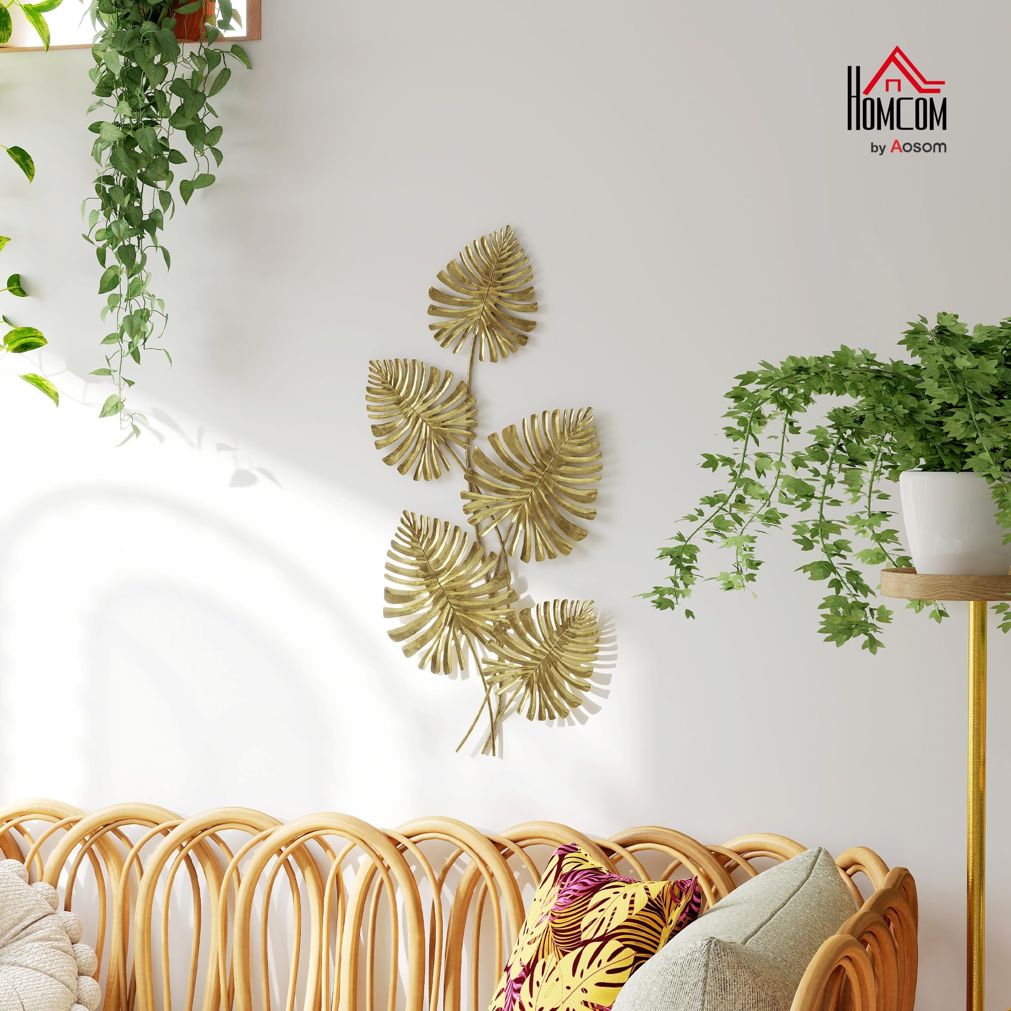 HOMCOM Wanddeko Wandbild Monstera-Wanddekoration Metallbild Modern