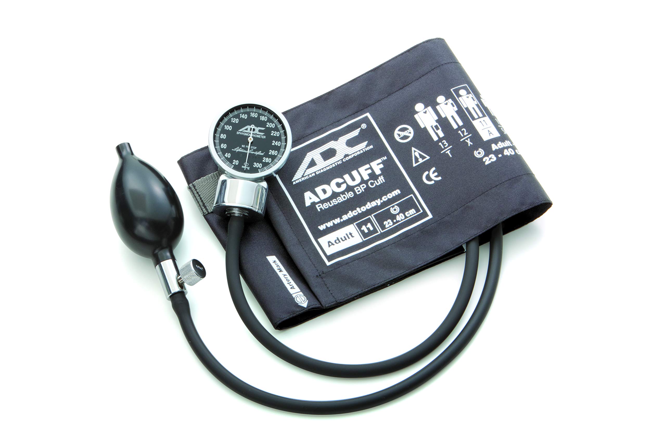 ADC Diagnostix Model 700 Premium Professional Pocket Aneroid Sphygmomanometer with Adcuff Nylon Blood Pressure Cuff, Adult, Gray