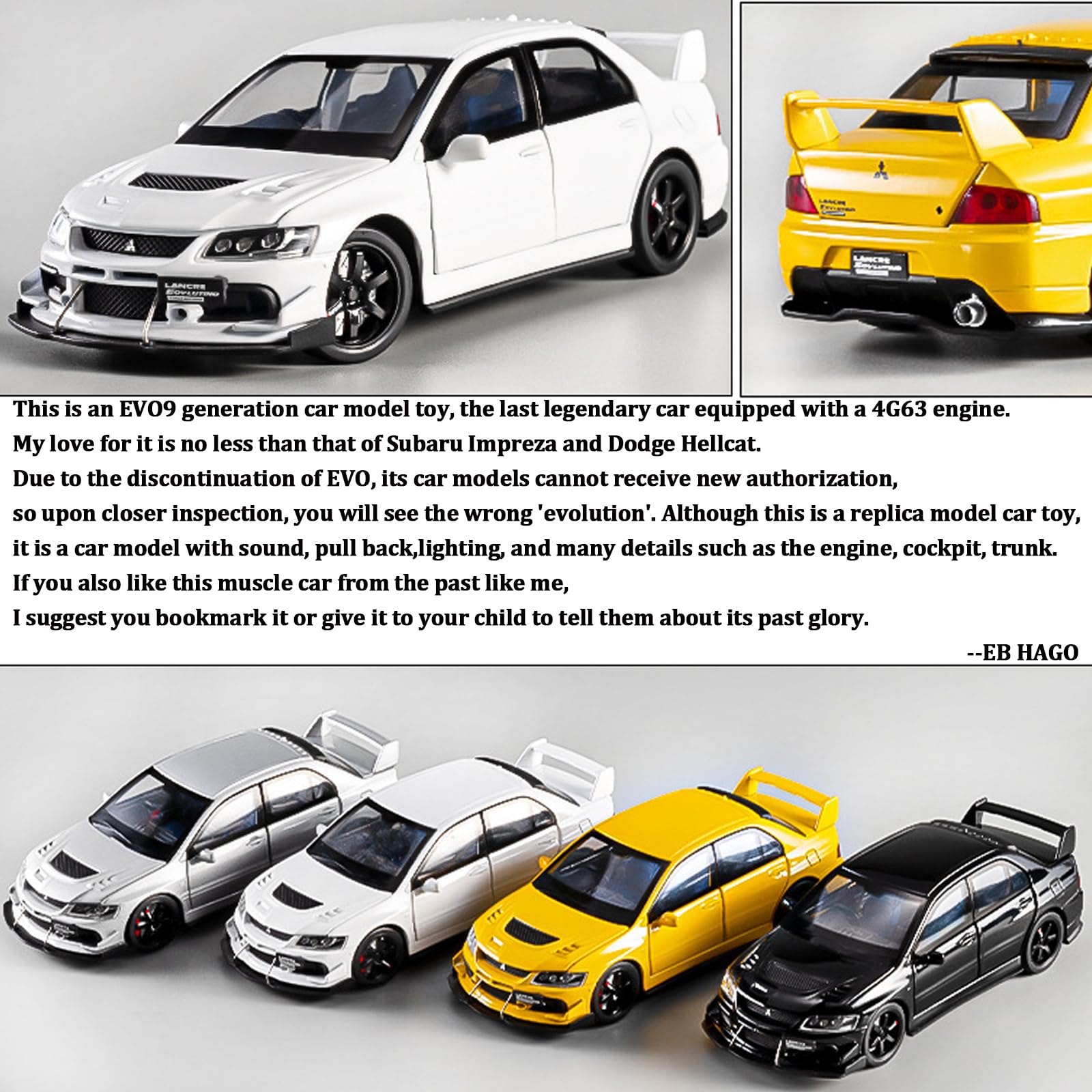 Amazon.com: ERBADIHAGO Toy Cars Compatible for Lancer Evolution IX