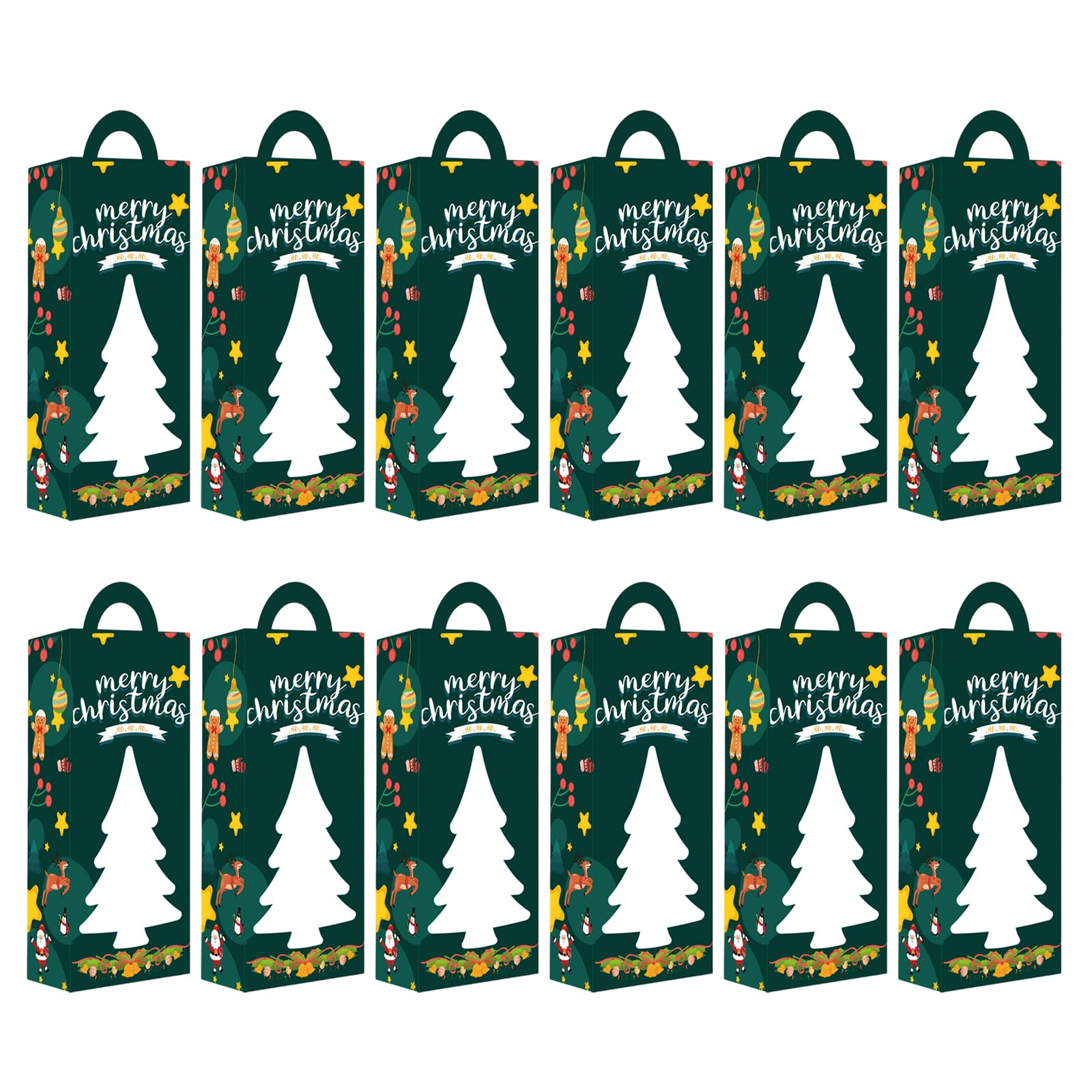 Jazuaiao Holiday Themed Gift Boxes Quick Assembly Candy Cookie Packaging Handbag for Christmas Birthdays Parties Snowman Star Box