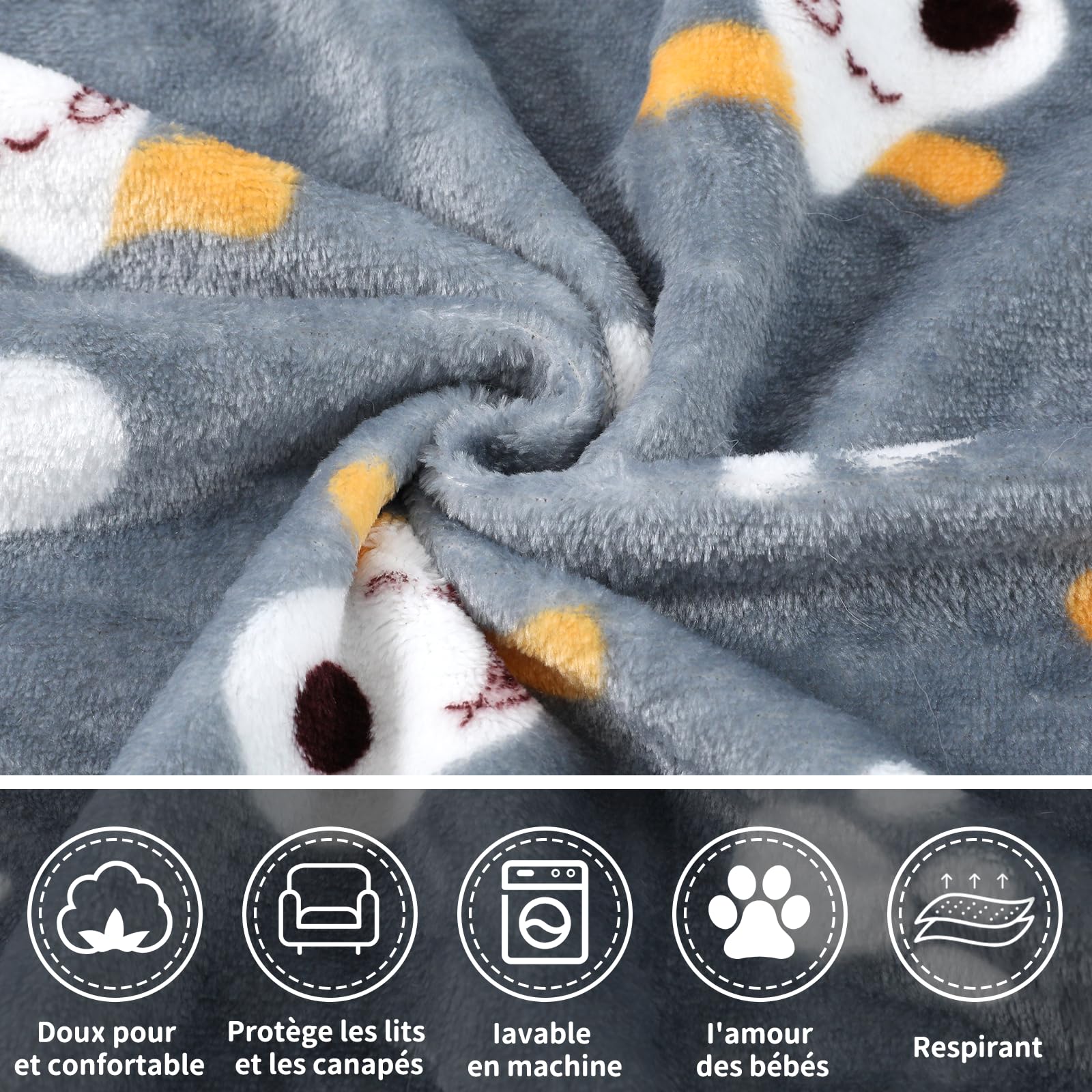 Lot de trois couvertures douces COMSLE en tissu coral fleece, idéales pour le confort de votre animal et la protection de vos meubles.