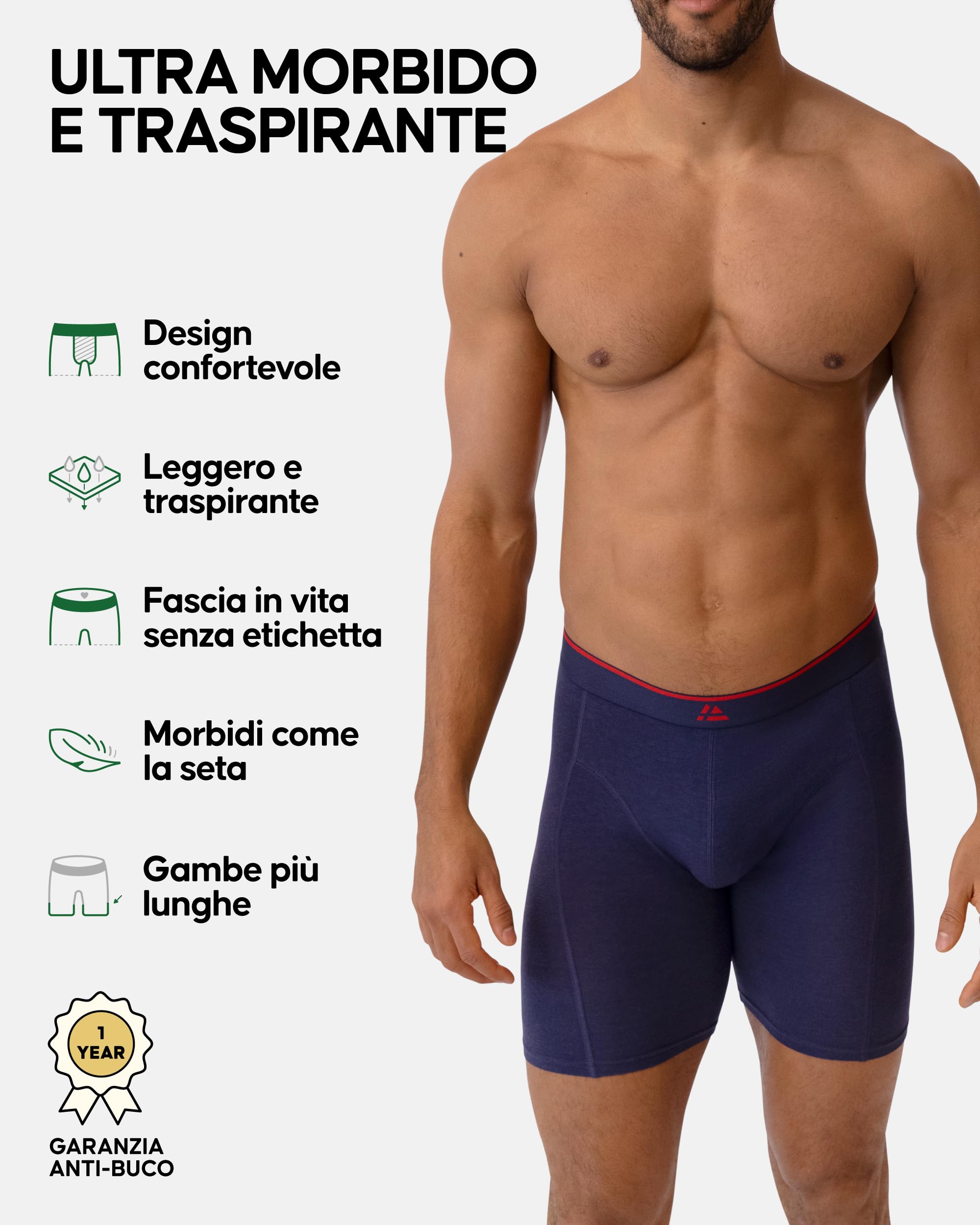 DANISH ENDURANCE Boxer Uomo Lunghi in bambù Ultra Morbido, Mutande Boxer a Pantaloncino in Bamboo, 3 o 6 Paia