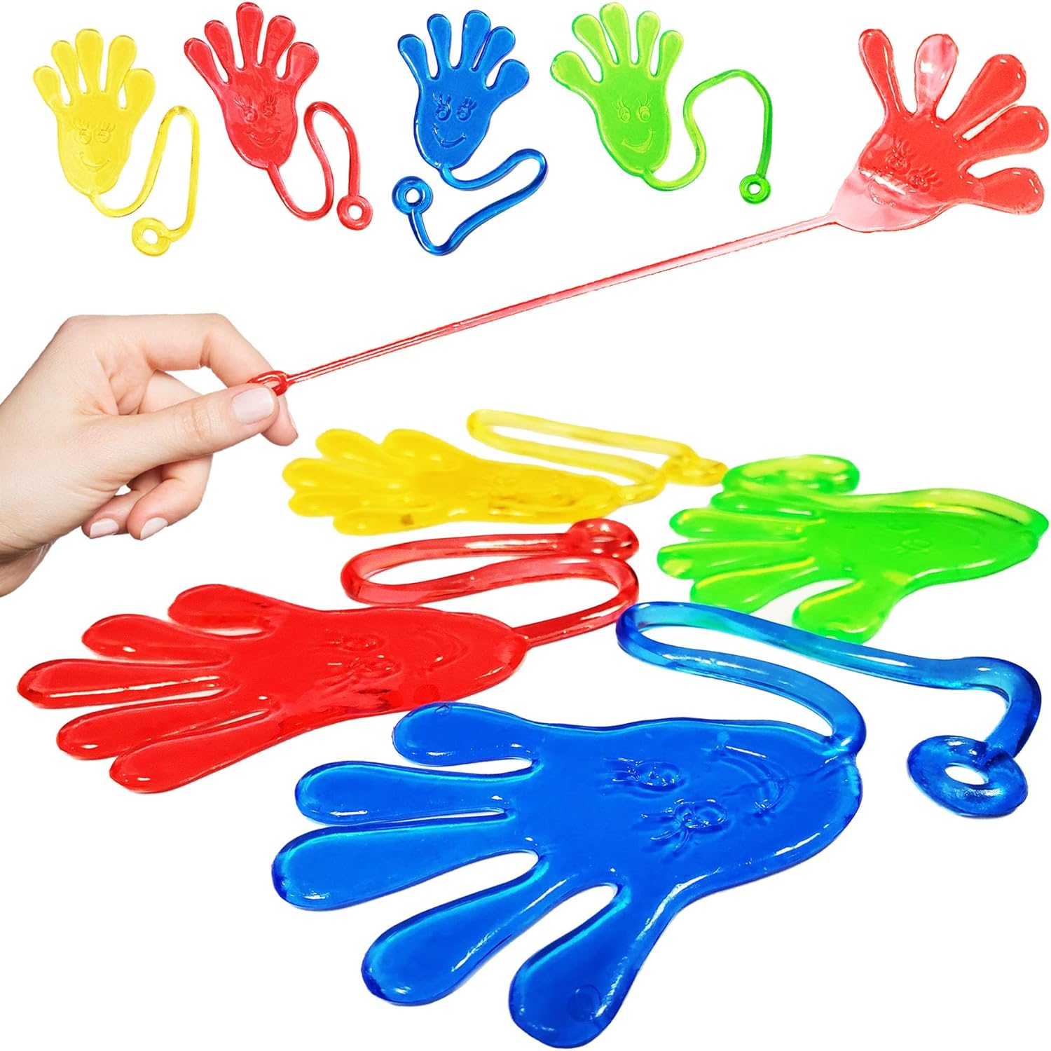 Glow Fever 40 Pack Vibrant Sticky Hand Toys - Stretchy Party Favors for Birthdays, Classroom Prizes, Christmas Stocking Stuffers, Halloween Goodie Bags & Sensory Play (Assorted Colors) - Image 3