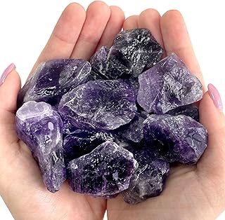 DUQGUHO Crystal Amethyst Natural Crystal Quartz Bulk Raw Rough Healing Crystal Stones Tumbling Cabbing Fountain Rocks Reiki Crystal Stone Polishing Cutting Gemstone 0.45 lbs