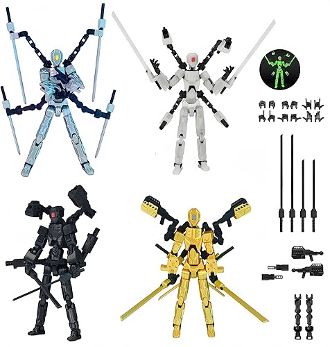 Miniatura 5 de Juego de figuras T13 y Titan 13 juguetes paquete de 4 (figuras de acción impresas en 3D completado) (móviles multiarticuladas) (diseños de los mecas