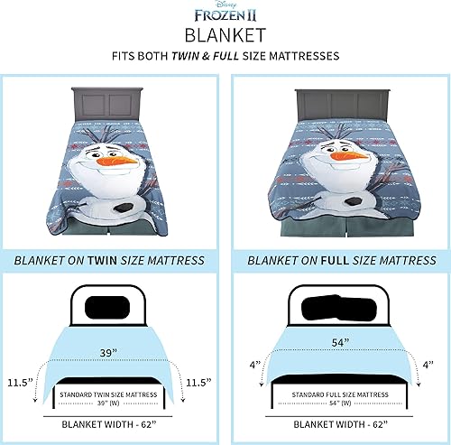 Miniatura 4 de Franco Manta de cama para niños, 62 x 90 pulgadas, Disney Frozen 2 Olaf