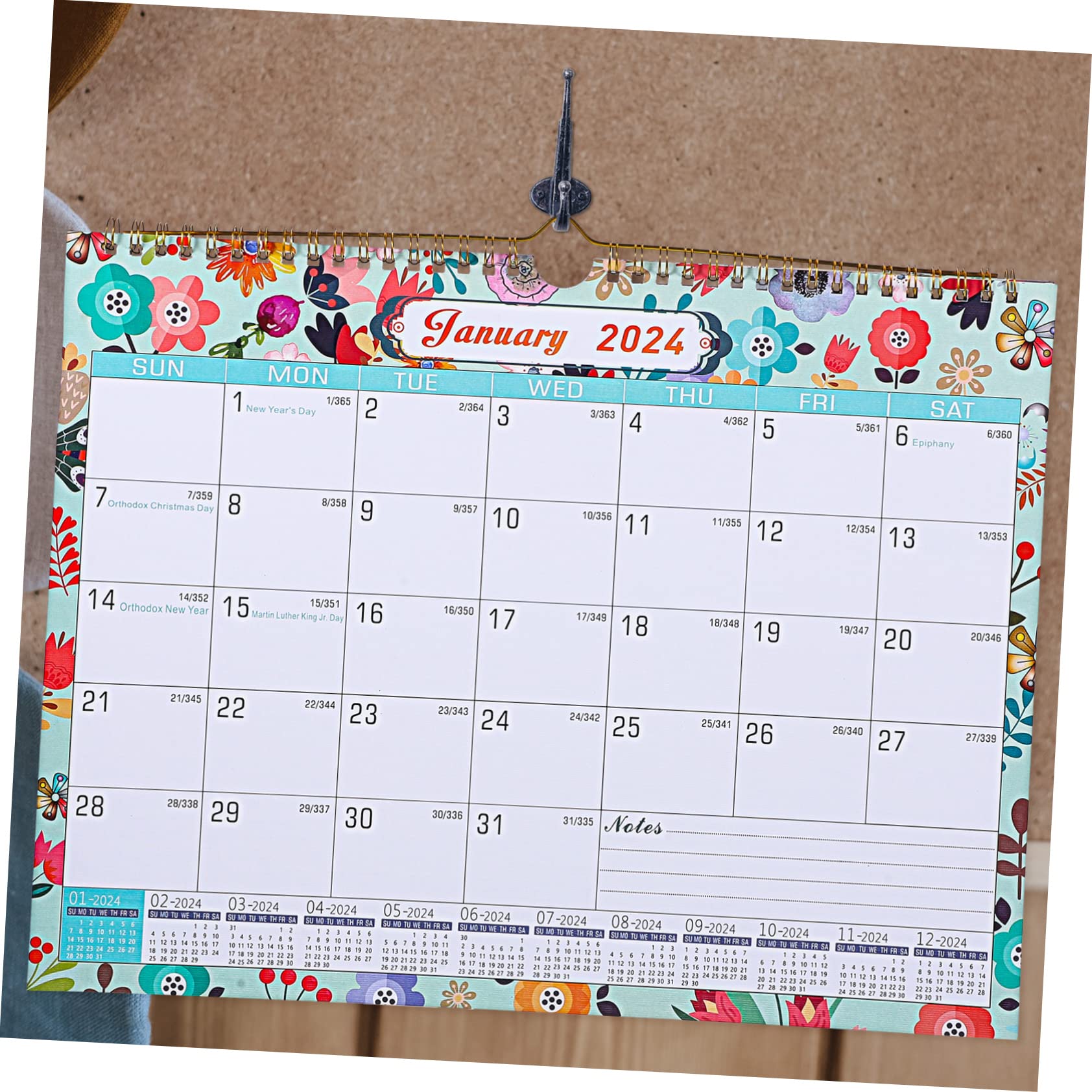 TEHAUX 2pezzi Calendario Mensile Da Parete Inglese Pianificatore Familiare Pratico Per Casa e Scuola Calendario Artistico e Leggero Organizzatore Di Eventi e Appuntamenti