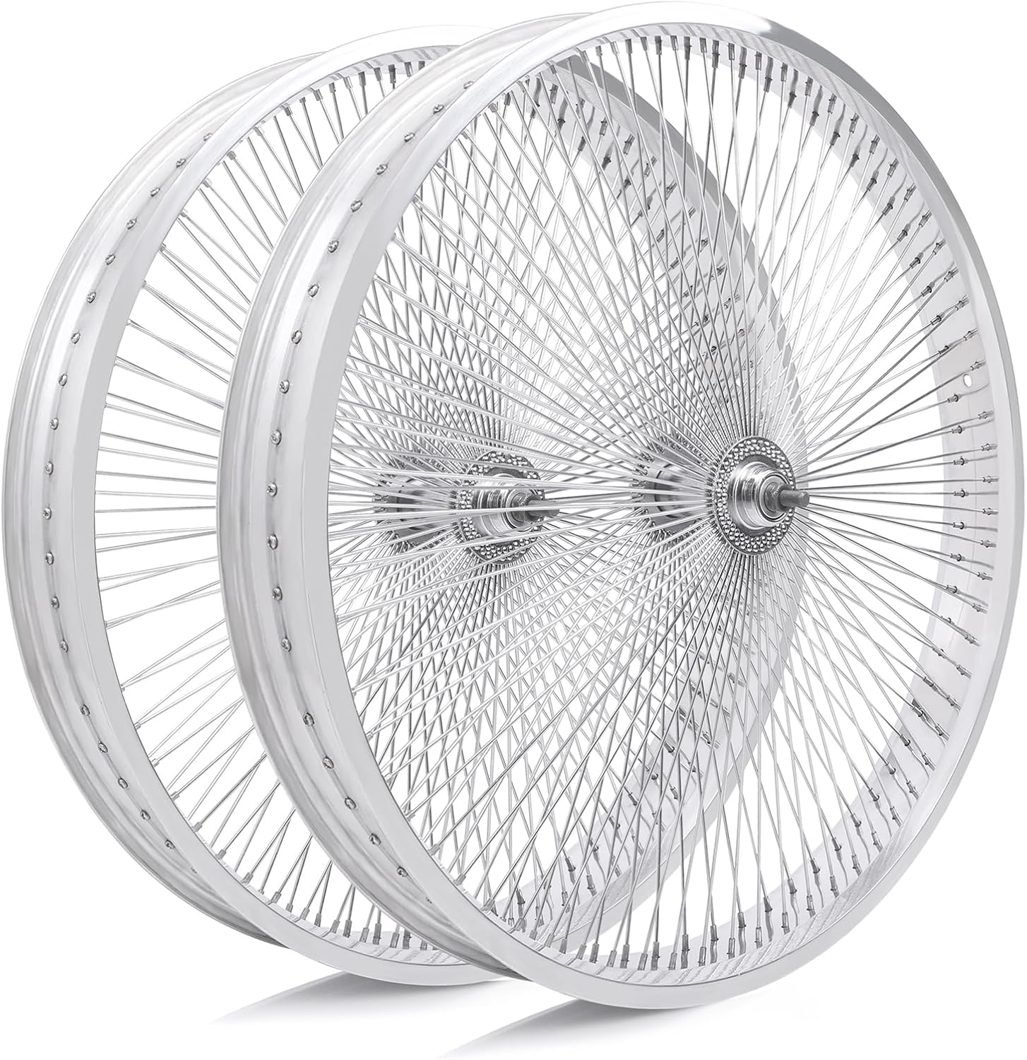 TRACER 26"*4.0 Beach Cruiser Bicycle Disc Brake Wheelset, Polish Front and Rear Rims Set