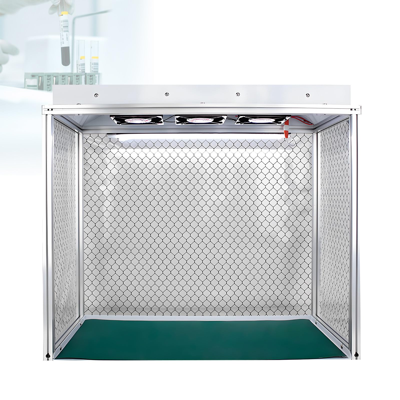 Cabina de flujo laminar vertical de aluminio, filtración vertical HEPA, área de trabajo de 66x30x58 cm, refrigeración con triple ventilador para un entorno de trabajo limpio y libre de polvo