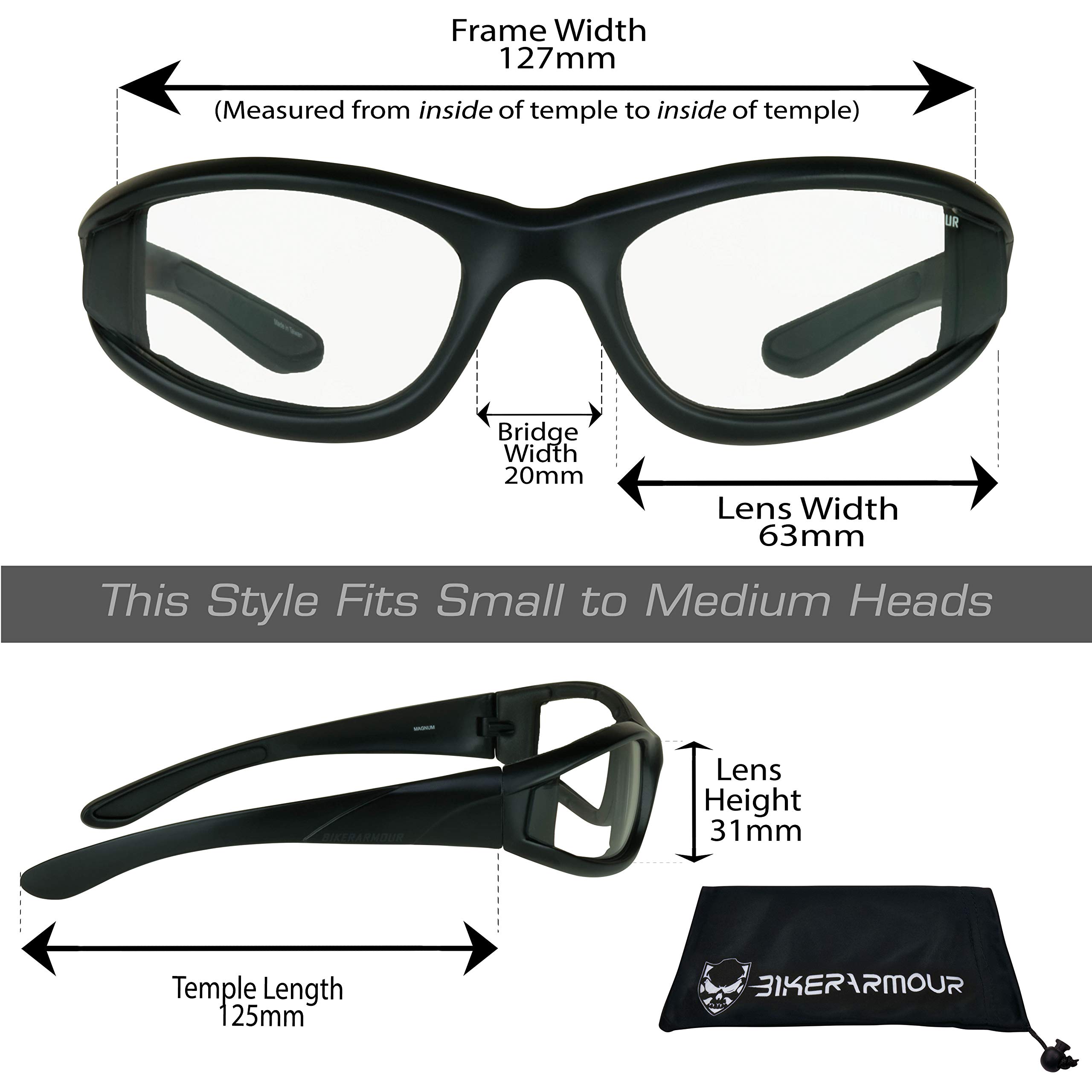 Bikershades Motorcycle Night Glasses Safety Foam Padded Black Frame for Men and Women
