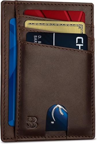 SERMAN BRANDS RFID Blocking Slim Minimalist Mens Front Pocket Wallet. Thin Card Holder. Full Grain Leather Wallets for Men