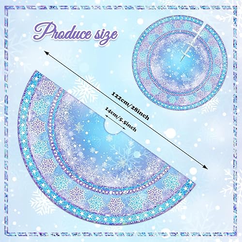 Miniatura 2 de Falda de árbol de Navidad de 48 pulgadas, diseño de copo de nieve azul y blanco, faldas de árbol grandes para fiesta de Navidad, falda de árbol para