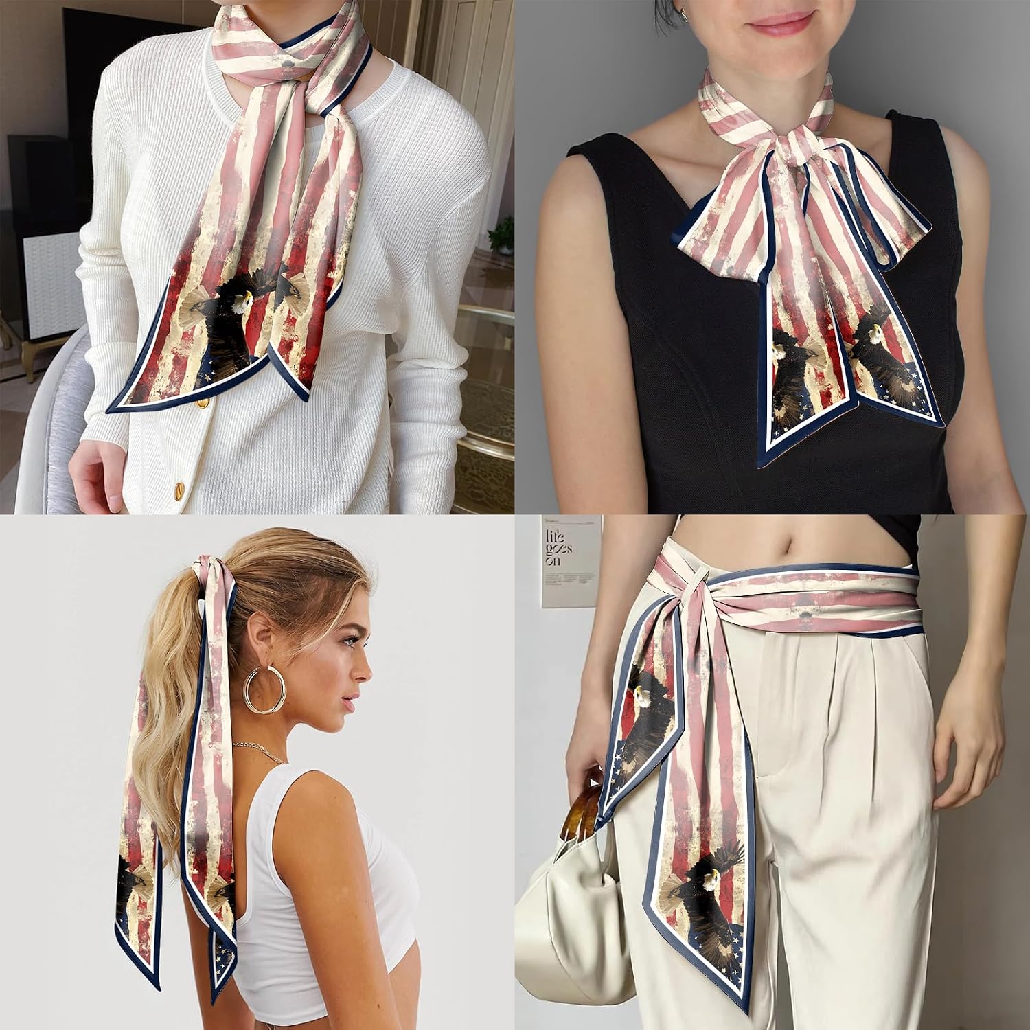 Head Hair Scarf Neck Silk Feeling Scarves Long Thin Satin Cute Fashion Handbag Decoration Women Girls 59 * 6.7''