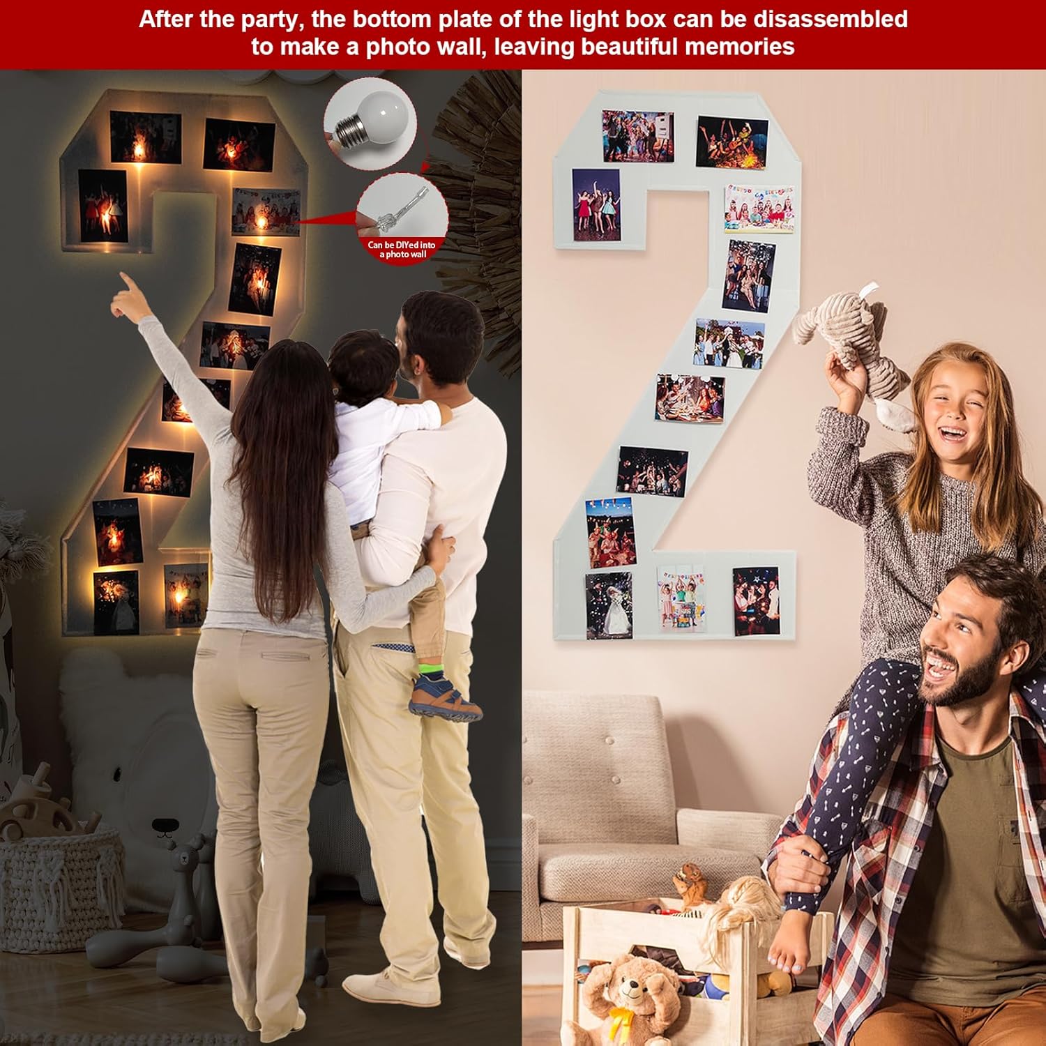 4ft Light up Marquee Numbers 1 Sign, Giant LED Mosaic Numbers for Balloons, No Tools Easy Setup, Corrugated Plastic, Perfect for Wedding, Birthday, Anniversary & 2025 Party Decorations (Numbers 1)