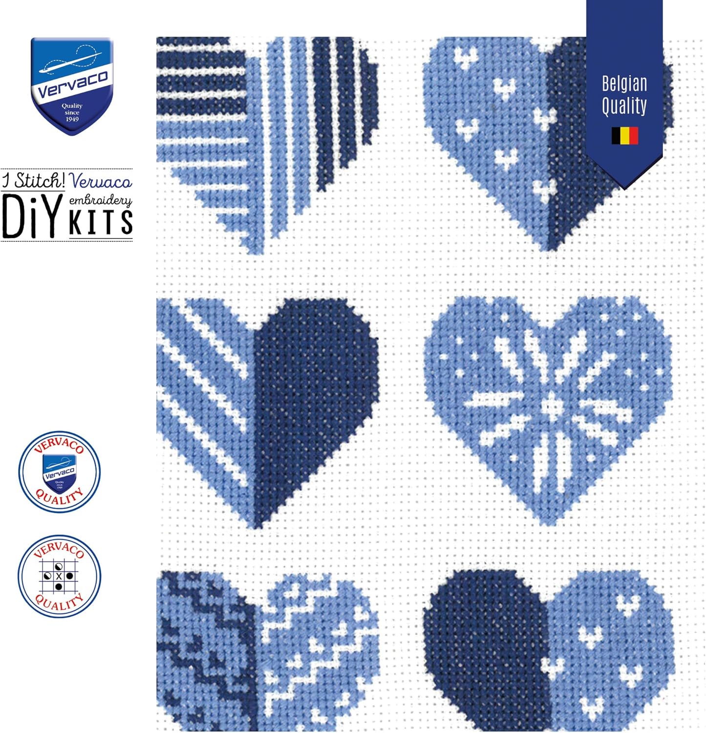 Vervaco Cross Stitch, Hearts (14 Count)