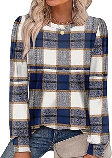 Womens Long Sleeve Shirts 2025 Fall Tunic Tops Crewneck Blouses Print