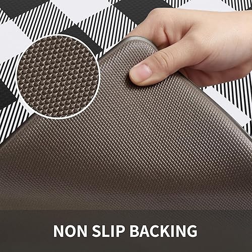 Miniatura 4 de MAYHMYO Tapetes de cocina de 1/2 pulgada, color blanco y negro, tapetes de cocina de granja, antifatiga, acolchados para piso, antideslizantes
